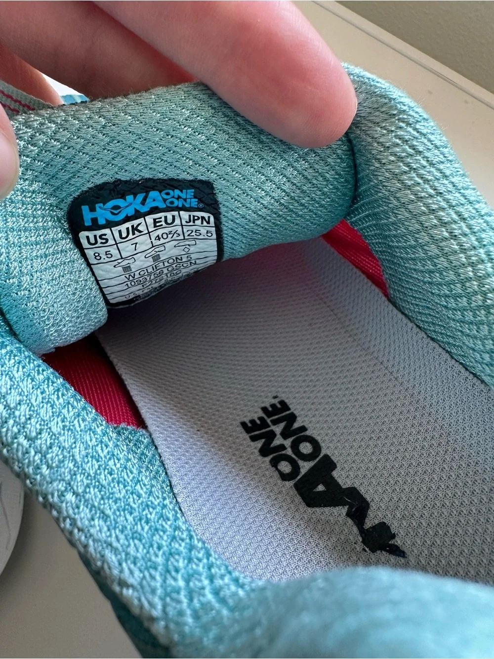 Hoka One One Women’s Teal and Pink Trail/Running Sneakers